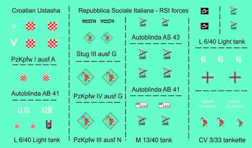 DECALS ITALIAN RSI AND CROATIAN ARMY